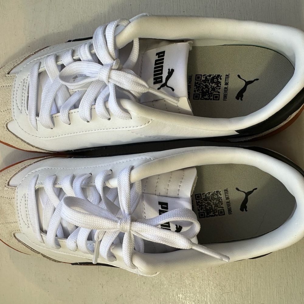 Puma Club 5v5 Beige Suede w/ White & Black Leather Sneakers - Picture 7 of 9